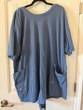 Free People Oversized Pocket Romper in Dusty Blue